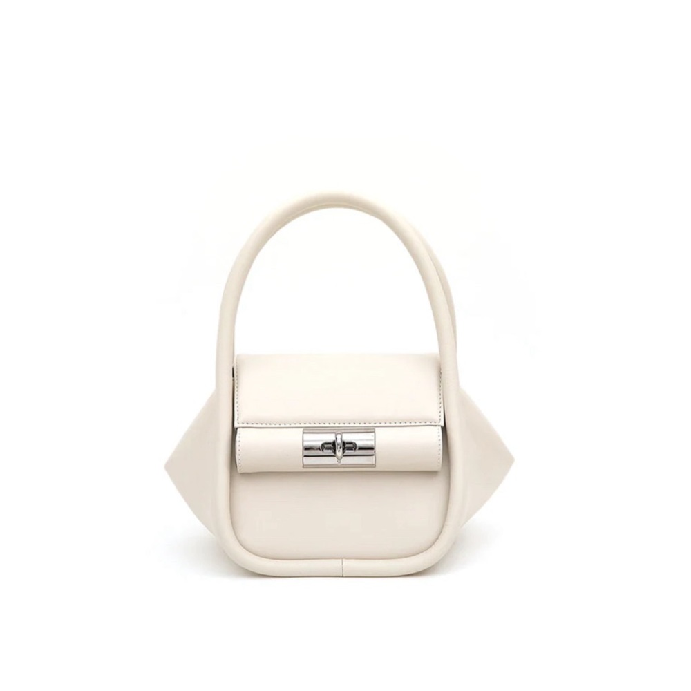 gu_de Mini Love Cream Leather Bag (Silver Tone H/W)